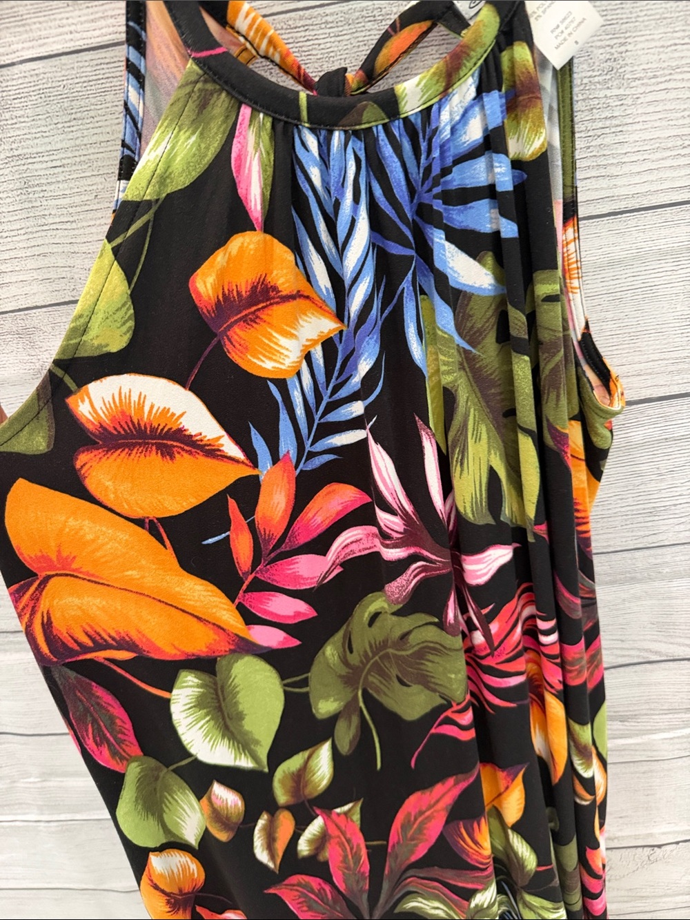 Women’s Black Tropical Floral Maxi Dress - Picture 2 of 5